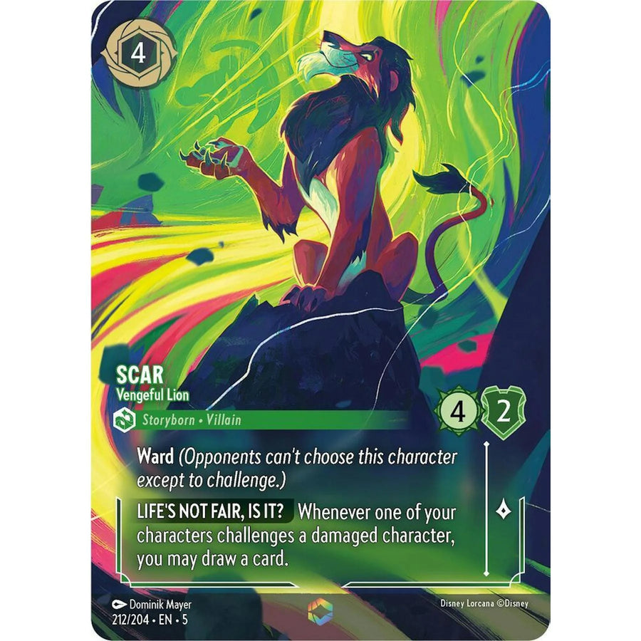 Disney Lorcana Shimmering Skies Scar Vengeful Lion Enchanted Foil 212/204 | Near Mint
