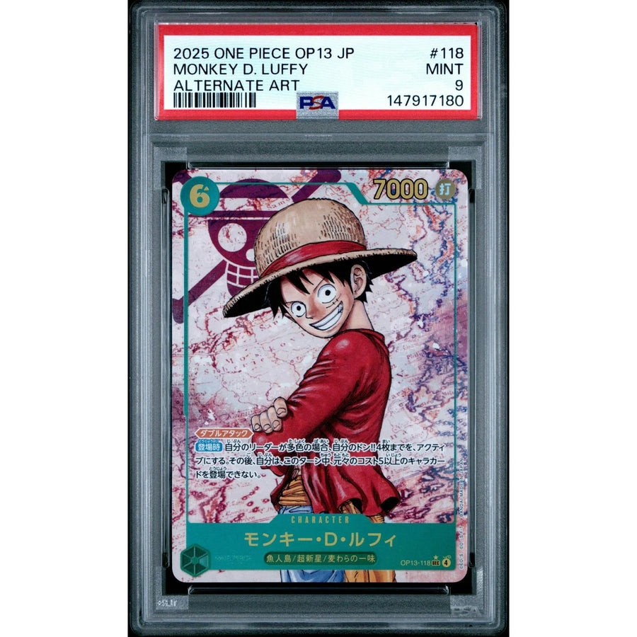 Monkey D. Luffy Alternate Art #118 Card | 2025 One Piece Japanese PSA 9
