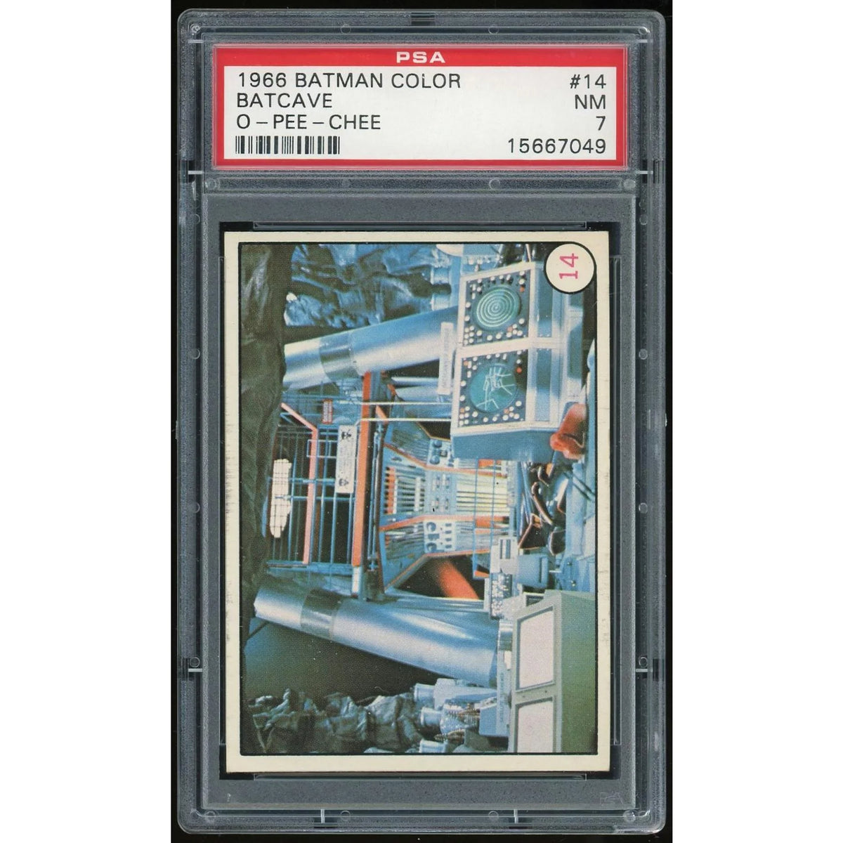1966 O-Pee-Chee Batman Color #14 Batcave Card | PSA 7