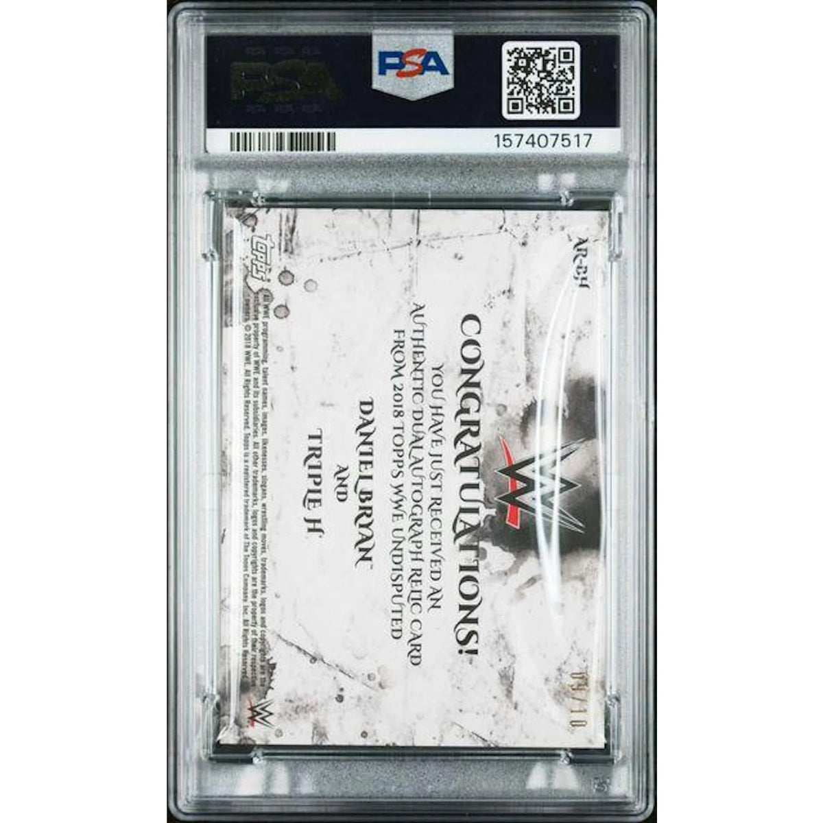 Daniel Bryan & Triple H Signed 2018 Topps WWE Undisputed Card | Dual Auto Relic PSA 10