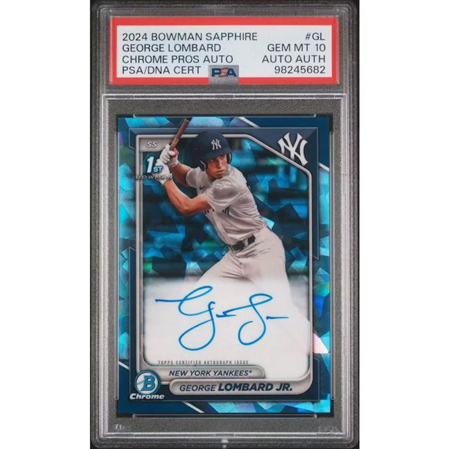 George Lombard Jr 2024 Bowman Chrome Sapphire 1st Auto | PSA 10