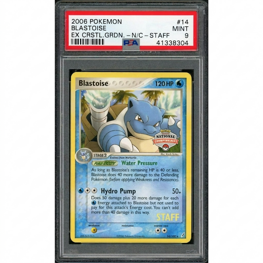 2006 Pokemon Crystal Guardians Blastoise National Champs Staff Promo #14 | PSA 9