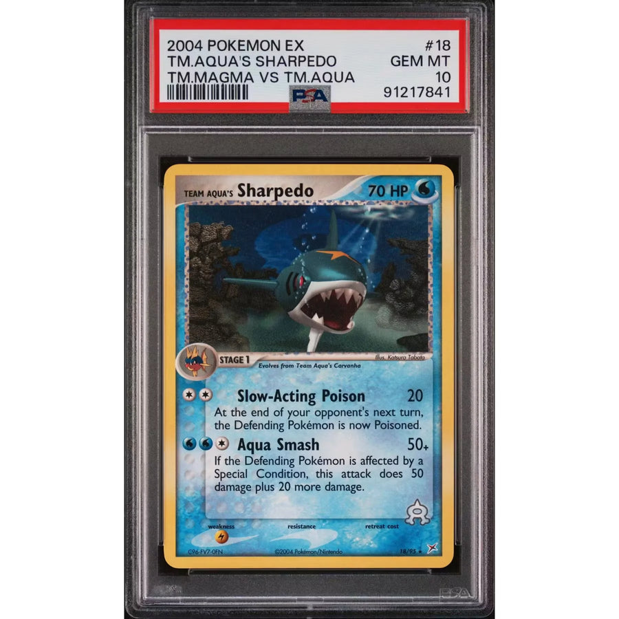2004 Pokemon Team Magma vs Team Aqua Aqua's Sharpedo #18 | PSA 10 Gem Mint