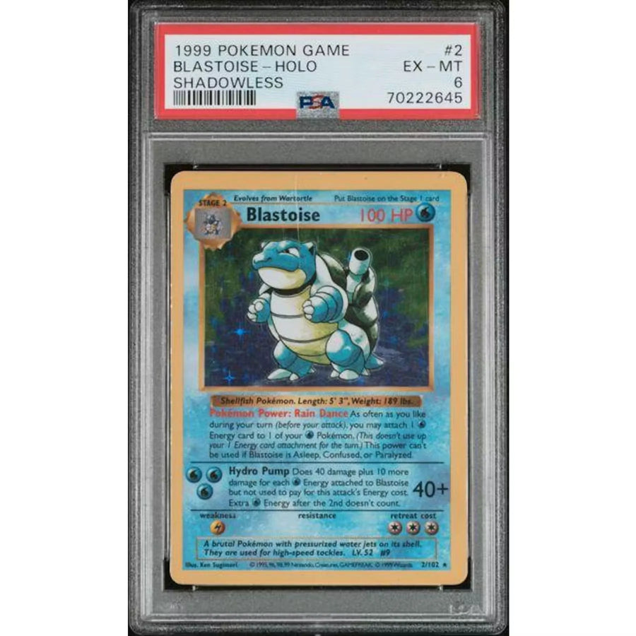 1999 Pokemon Base Set Shadowless Blastoise #2 Holo | PSA 6