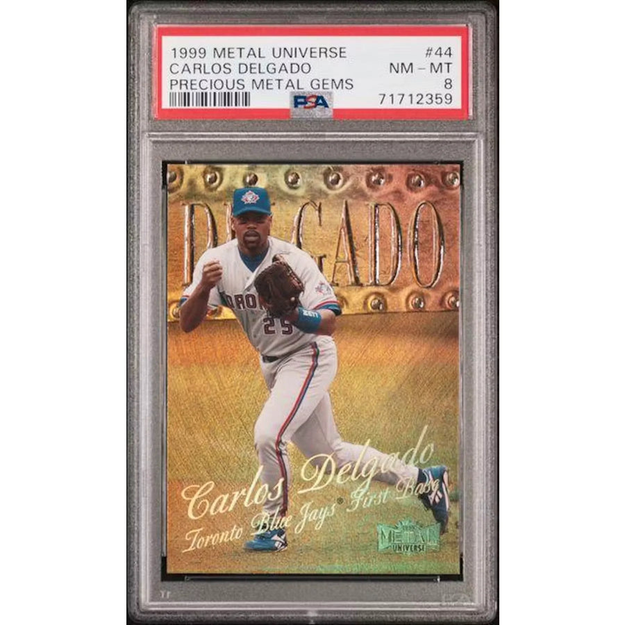 Carlos Delgado 1999 Skybox Metal Universe Gold Card #44 | PSA 8