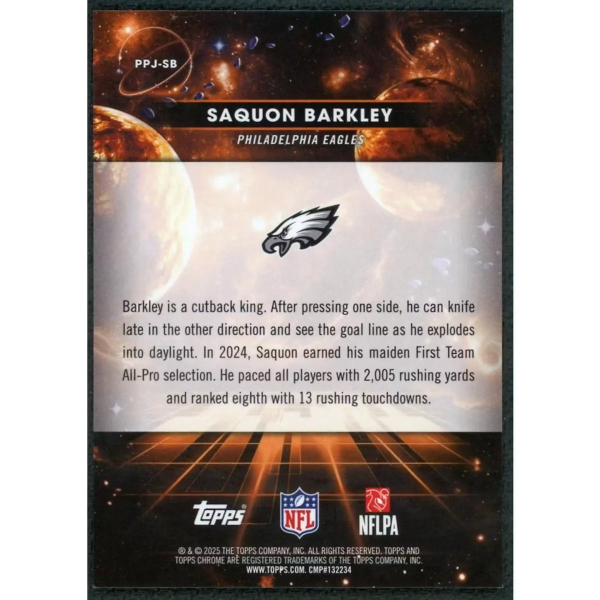 Saquon Barkley 2025 Topps Cosmic Chrome Planetary Pursuit Jupiter Card