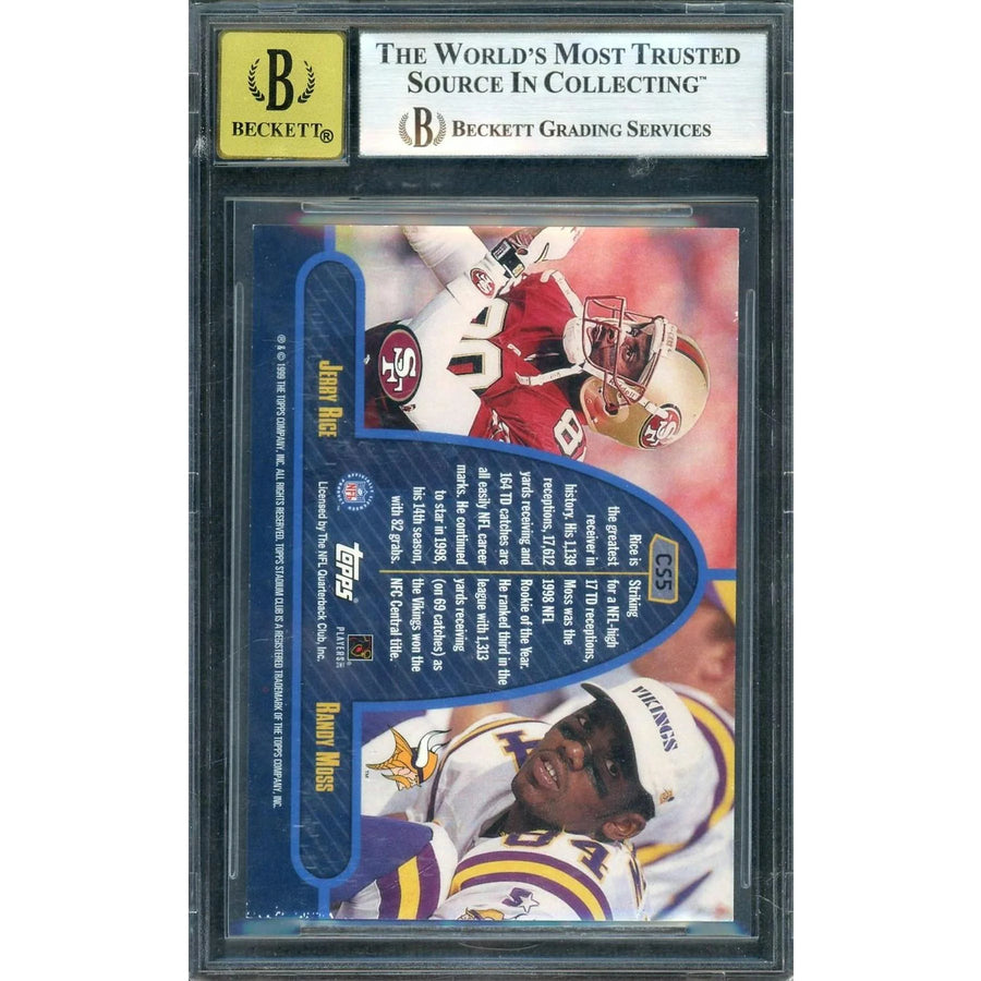 Jerry Rice & Randy Moss Signed 1999 Topps Stadium Club Co-Signers Card | BGS 7