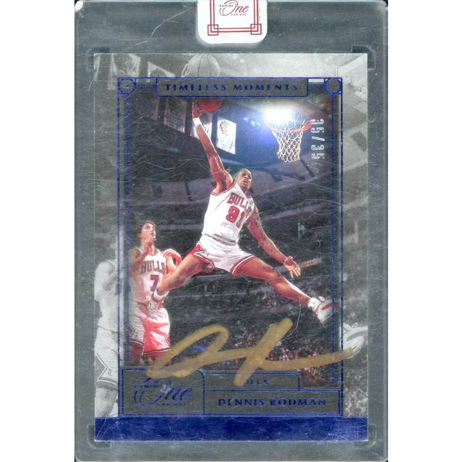 Dennis Rodman Signed 2020-21 Panini One and One Card | Timeless Moments Auto Blue/35