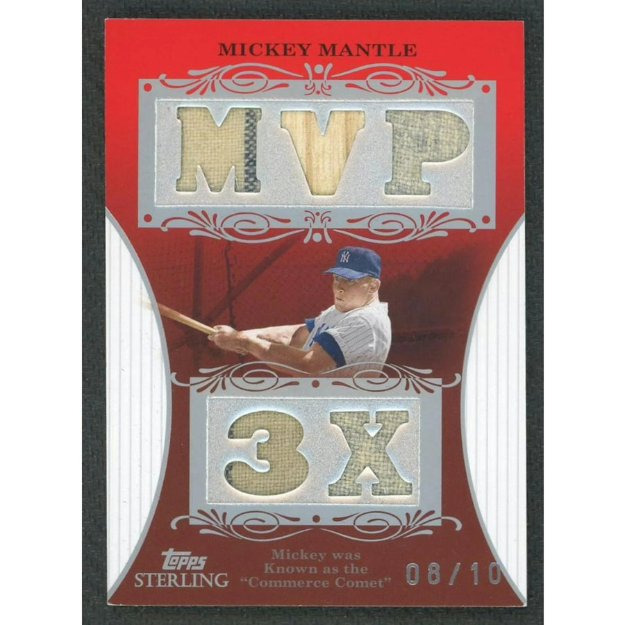 Mickey Mantle 2008 Topps Sterling Stardom 3x MVP Relic Card |/10
