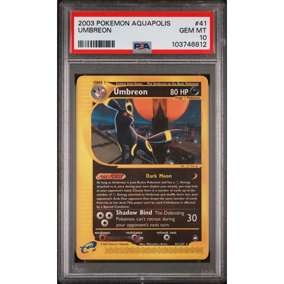2003 Pokemon Aquapolis Umbreon #41 PSA 10 Gem Mint
