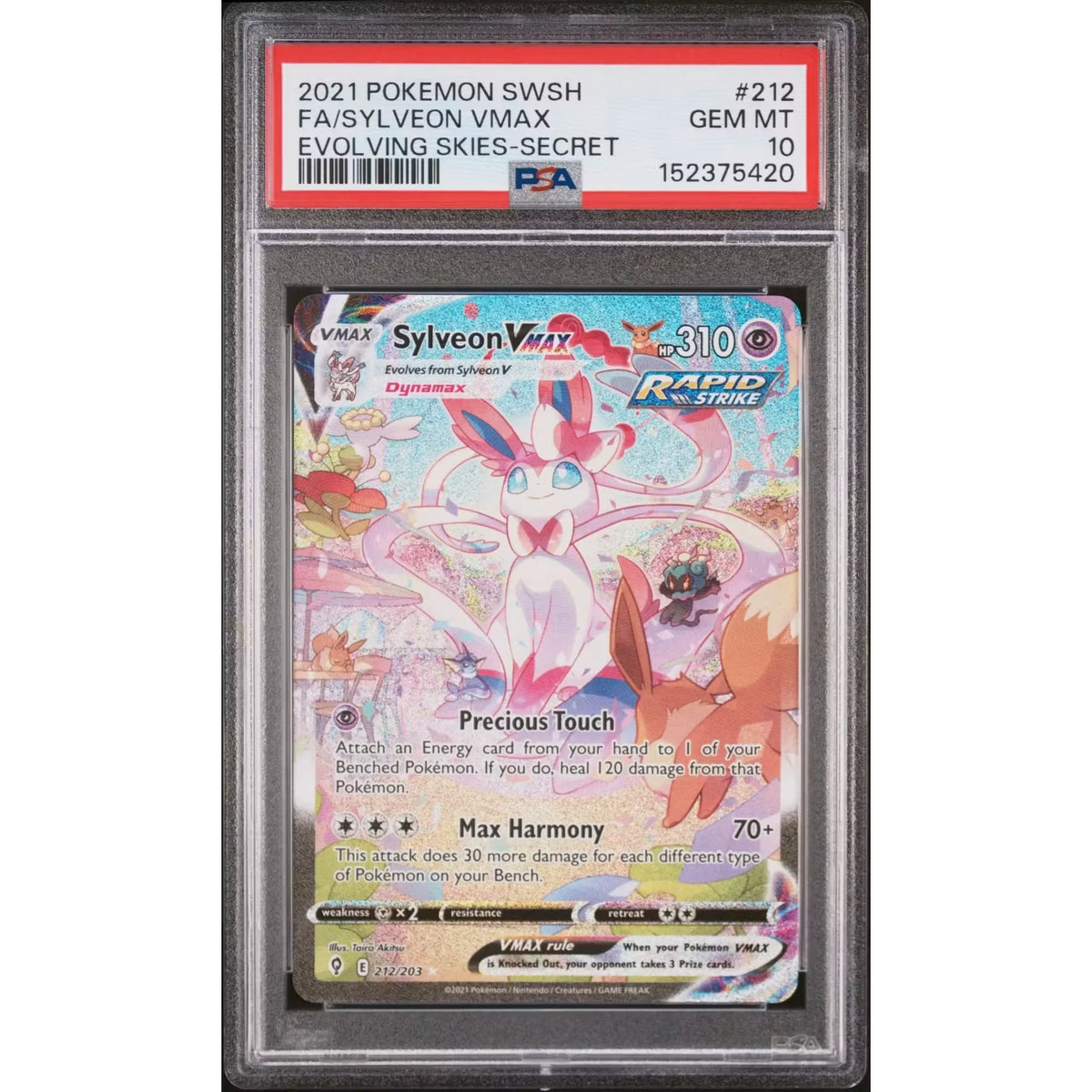 2021 Pokemon Evolving Skies Sylveon VMax Secret Rare #212 | PSA 10