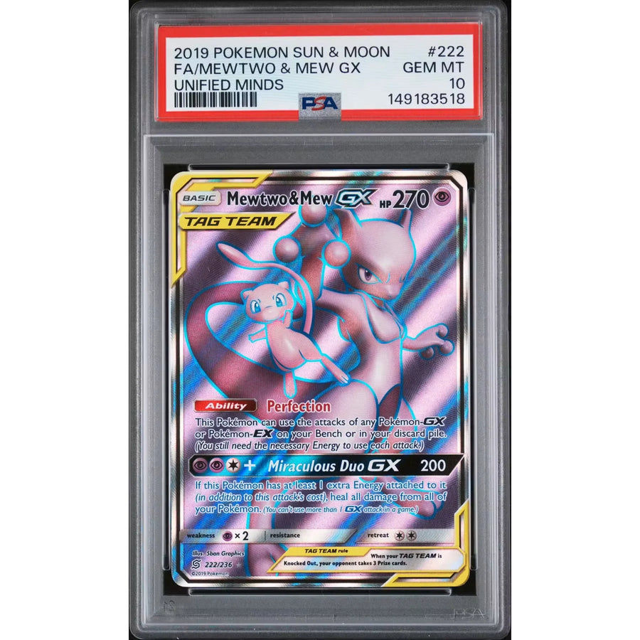 Mewtwo & Mew GX Tag Team #222 | 2019 Unified Minds PSA 10