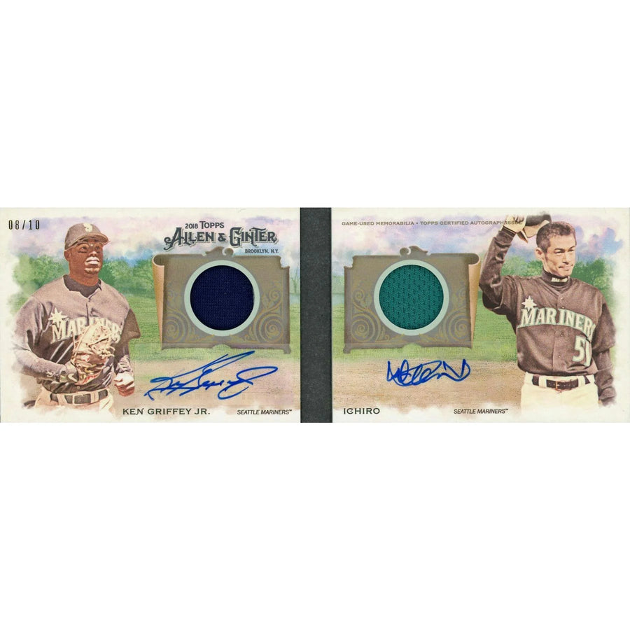 Ken Griffey Jr & Ichiro Signed 2018 Topps Allen & Ginter Booklet | Dual Patch Auto/10