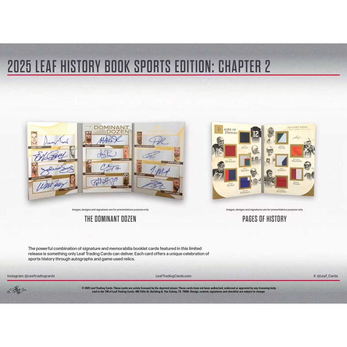 2025 Leaf History Book Sports Edition Chapter 2 Hobby Box (Ships Sealed Only)
