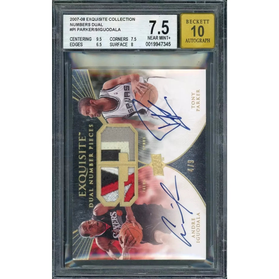 Tony Parker & Andre Iguodala Signed Dual Patch Card | 2007-08 UD Exquisite