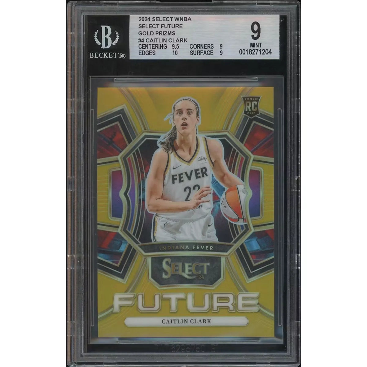 Caitlin Clark 2024 Panini Select WNBA #4 Gold Prizm | BGS 9 Mint