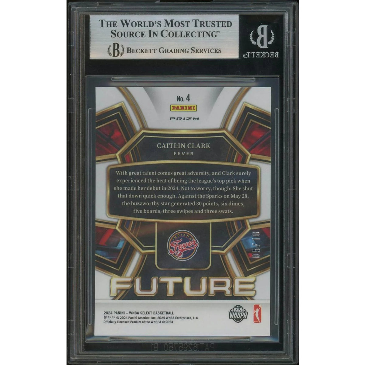 Caitlin Clark 2024 Panini Select WNBA #4 Gold Prizm | BGS 9 Mint
