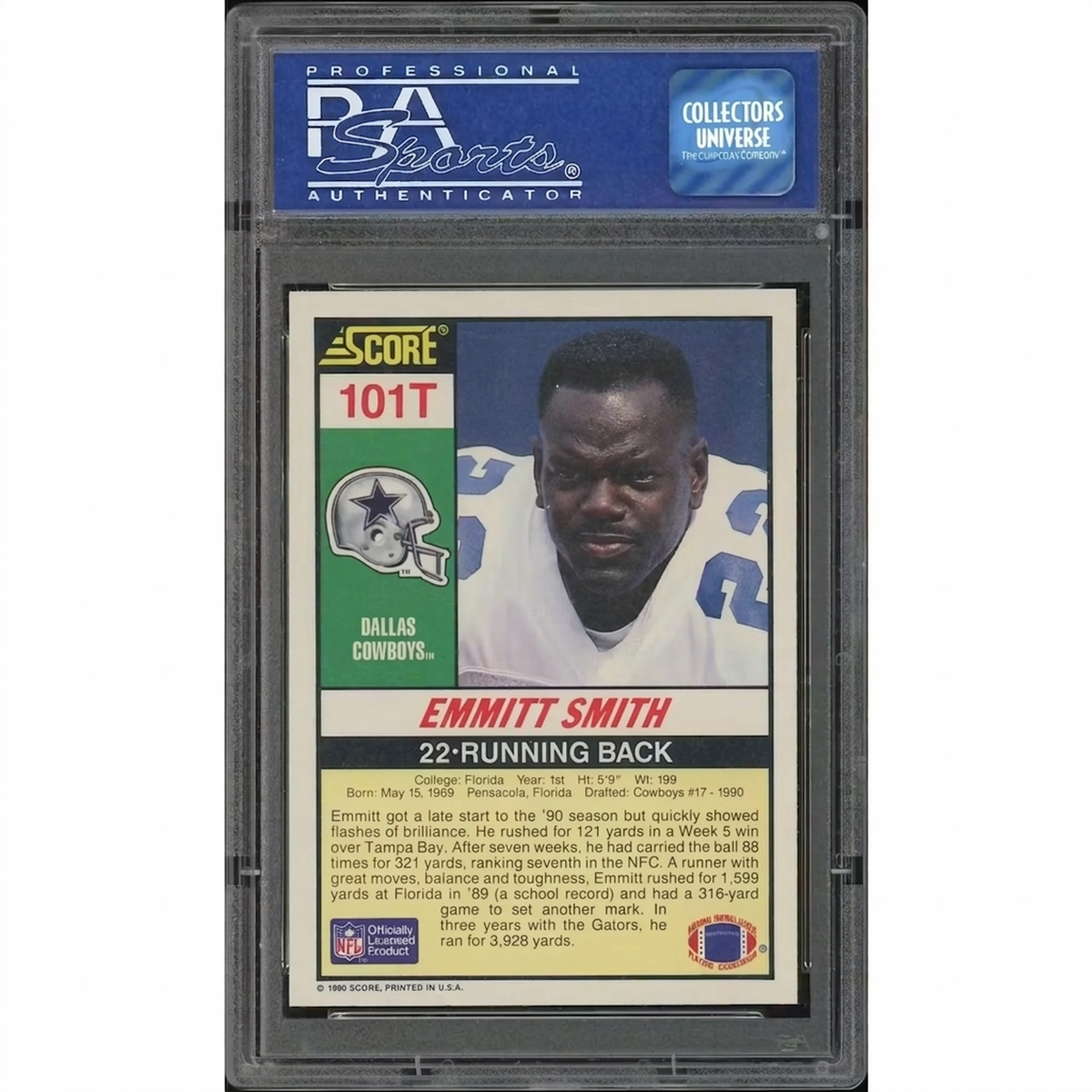 1990 Score Supplemental Football #101T Emmitt Smith Rookie PSA 9 (MINT) - D2