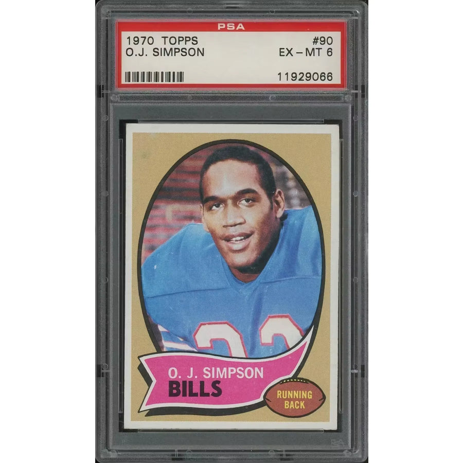 1970 Topps Football #90 O.J. Simpson Rookie Card | PSA 6 EX-MT