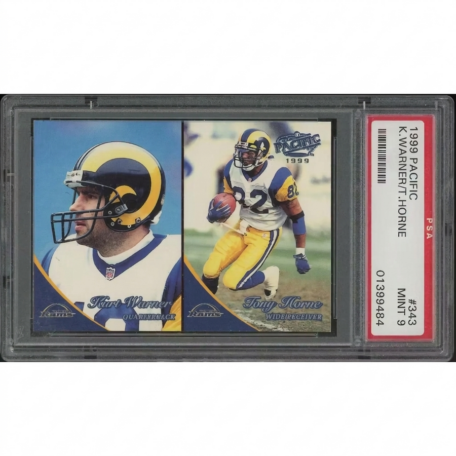 1999 Pacific Football #343 Tony Horne & Kurt Warner Rookie Card | PSA 9 MINT