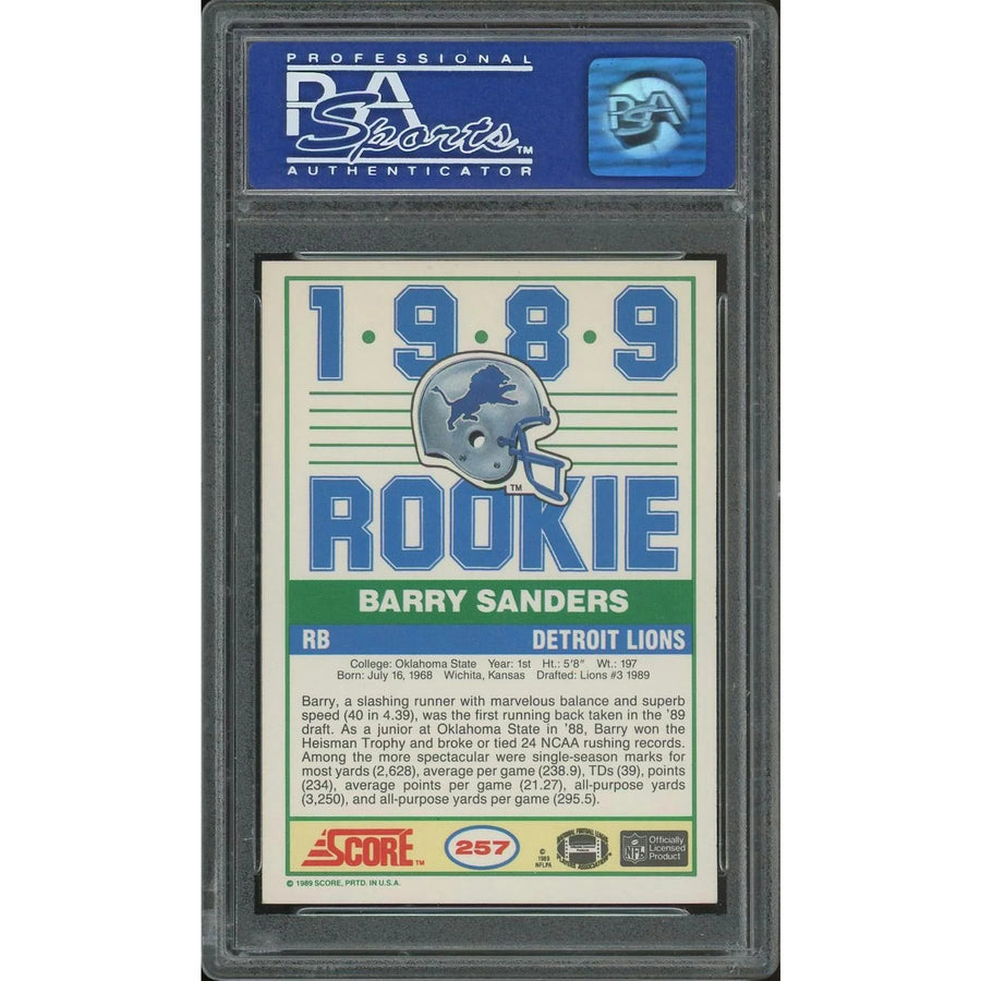 Barry Sanders 1989 Score Football Rookie Card #257 | PSA 8 NM-MT