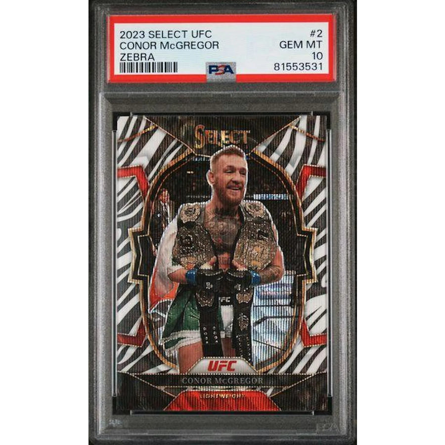 Conor McGregor 2023 Panini Select UFC Card | Zebra Concourse #2 PSA 10