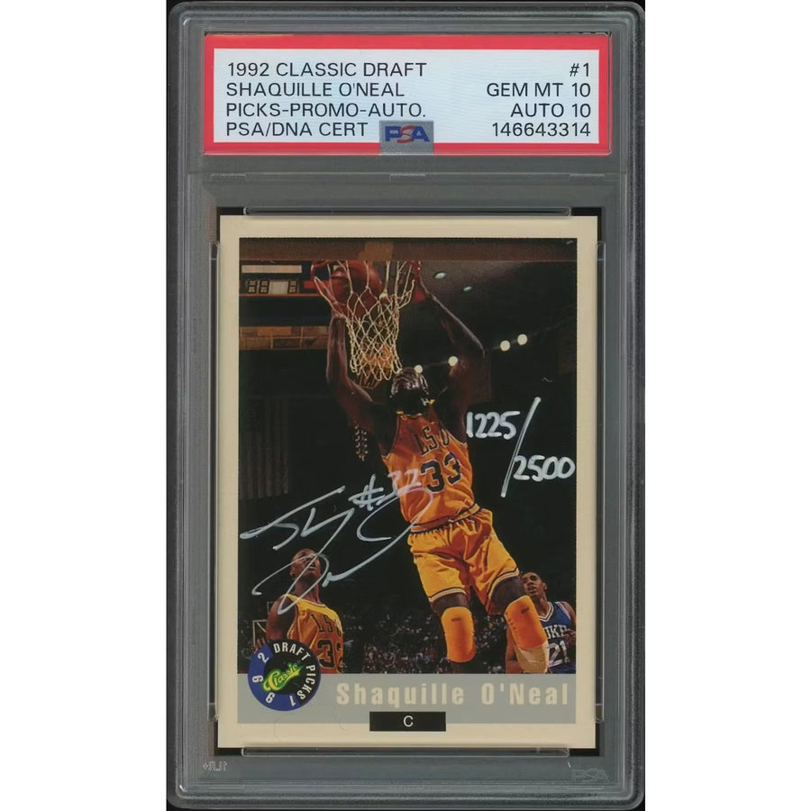 Shaquille O'Neal 1992 Classic Draft Picks #1 Rookie Auto | PSA 10 Gem Mint