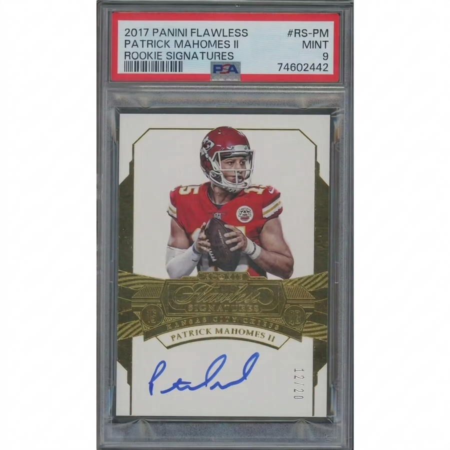 Patrick Mahomes Signed 2017 Panini Flawless Rookie Card | PSA 9