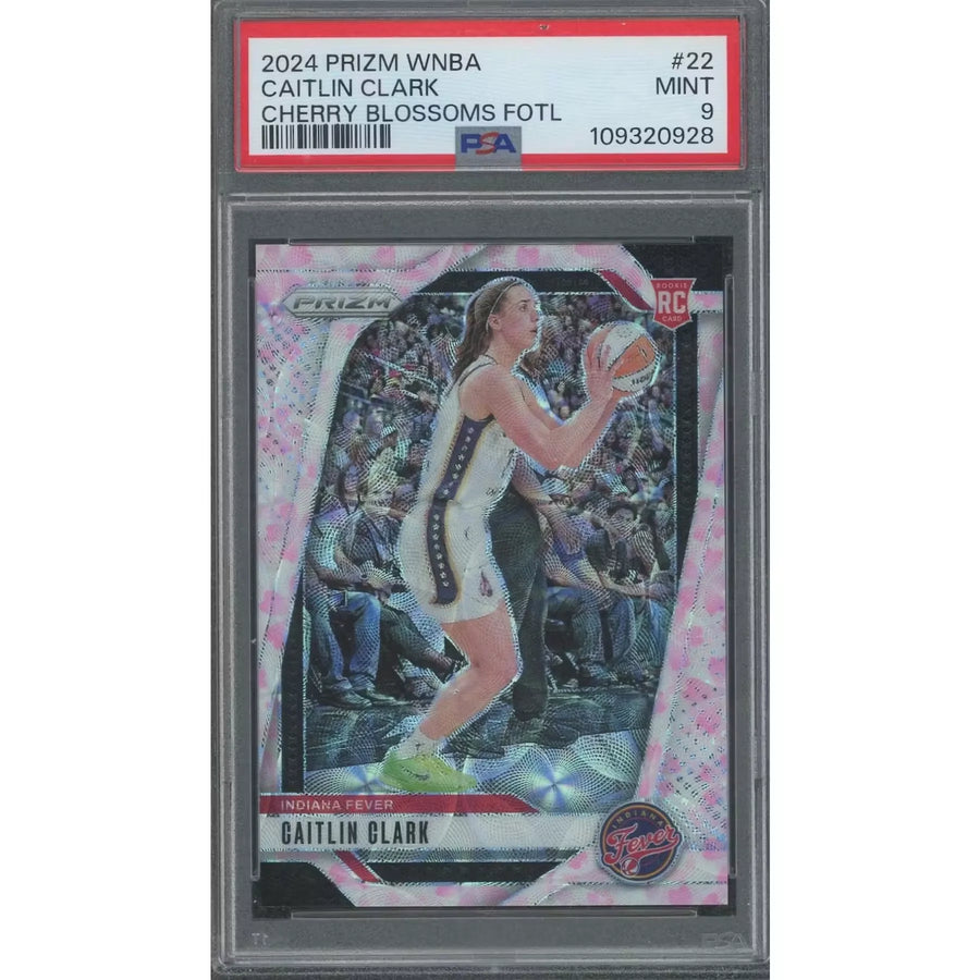 Caitlin Clark 2024 Panini Prizm WNBA Rookie #22 Card | Cherry Blossoms FOTL/20 PSA 9