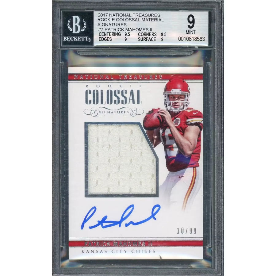 Patrick Mahomes 2017 National Treasures Rookie Card | BGS 9 Colossal Signatures