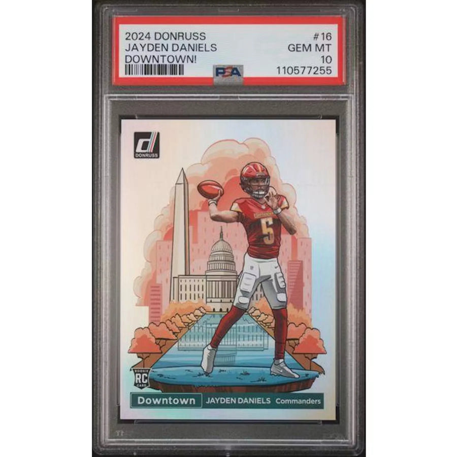 Jayden Daniels 2024 Panini Donruss Rookie Downtown #16 | PSA 10