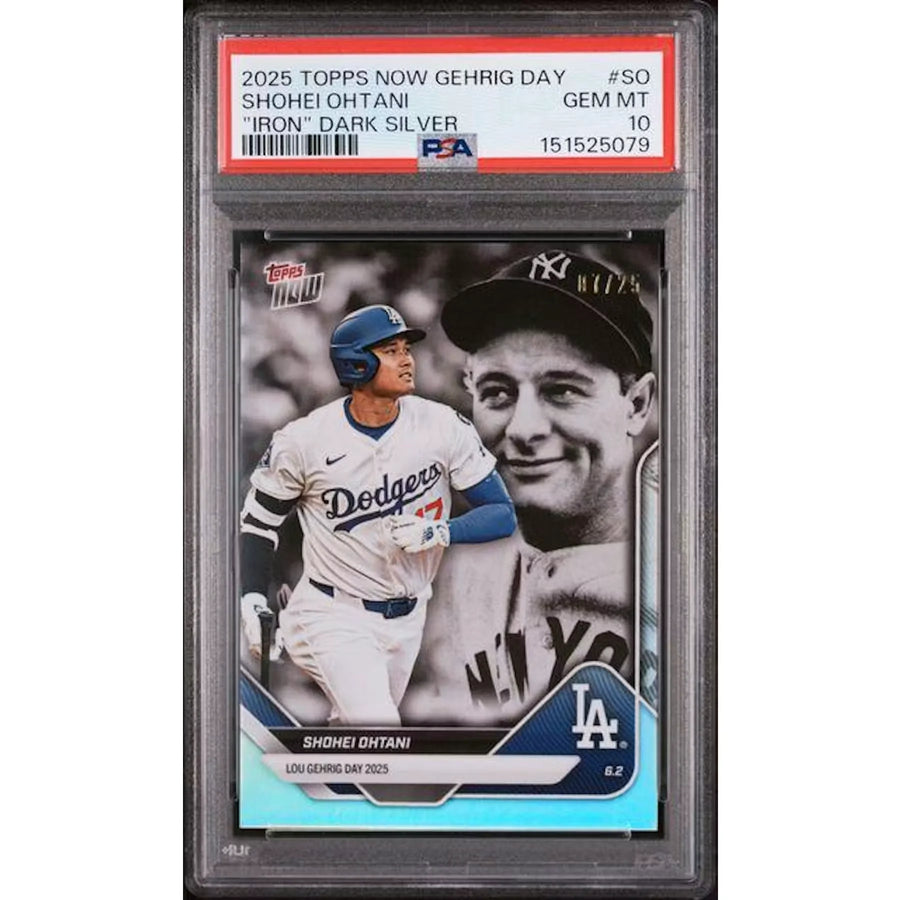 Shohei Ohtani 2025 Topps Now Lou Gehrig Day "Iron" Card | PSA 10 Dark Silver