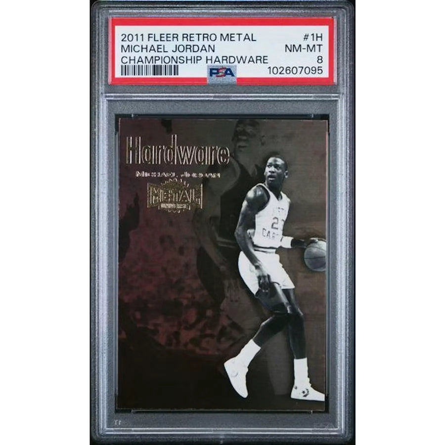 Michael Jordan 2011 Fleer Retro Metal Championship Hardware #1H | PSA 8