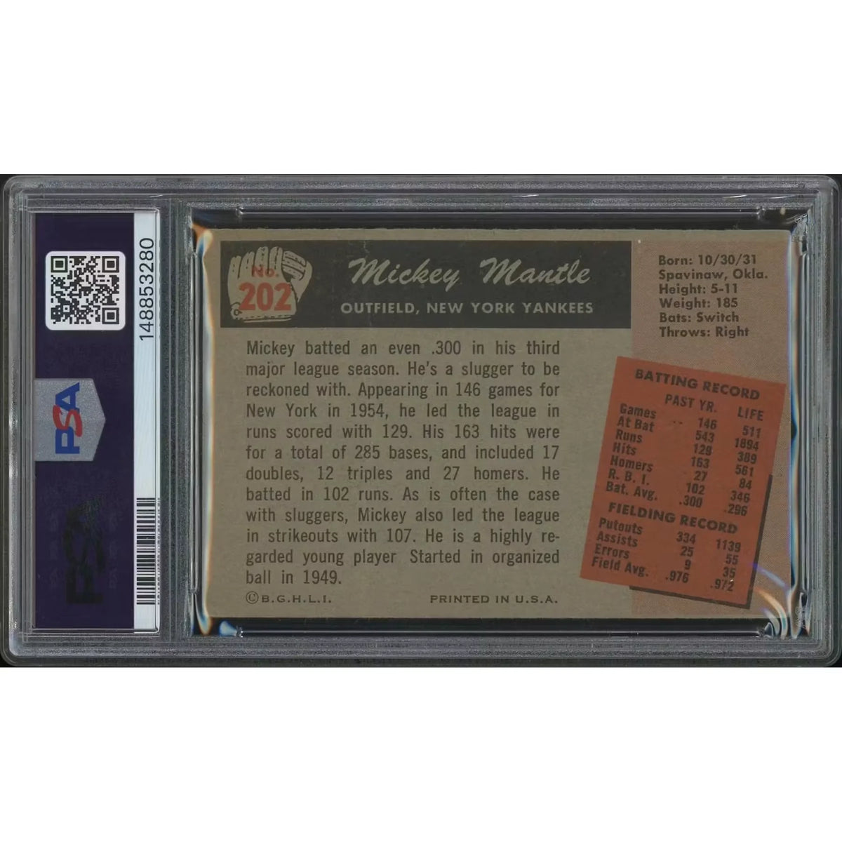 Mickey Mantle 1955 Bowman Baseball Card #202 | PSA 1.5