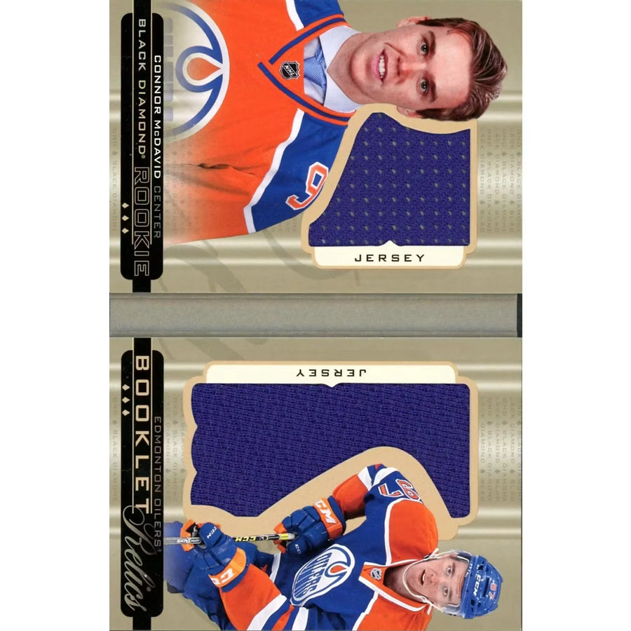 Connor McDavid 2015-16 Upper Deck Black Diamond Rookie Booklet Relics |/299