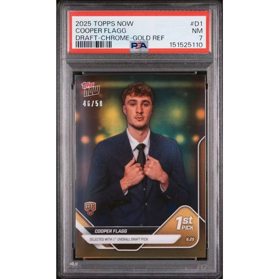 Cooper Flagg 2025 Topps Now Draft Chrome Gold Refractor Rookie #D1 Card | PSA 7