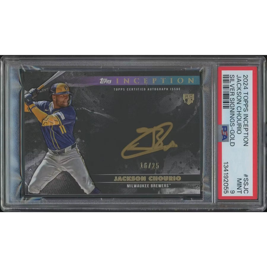 Jackson Chourio Signed 2024 Topps Inception Rookie #16 Card | PSA 9 Gold Signings