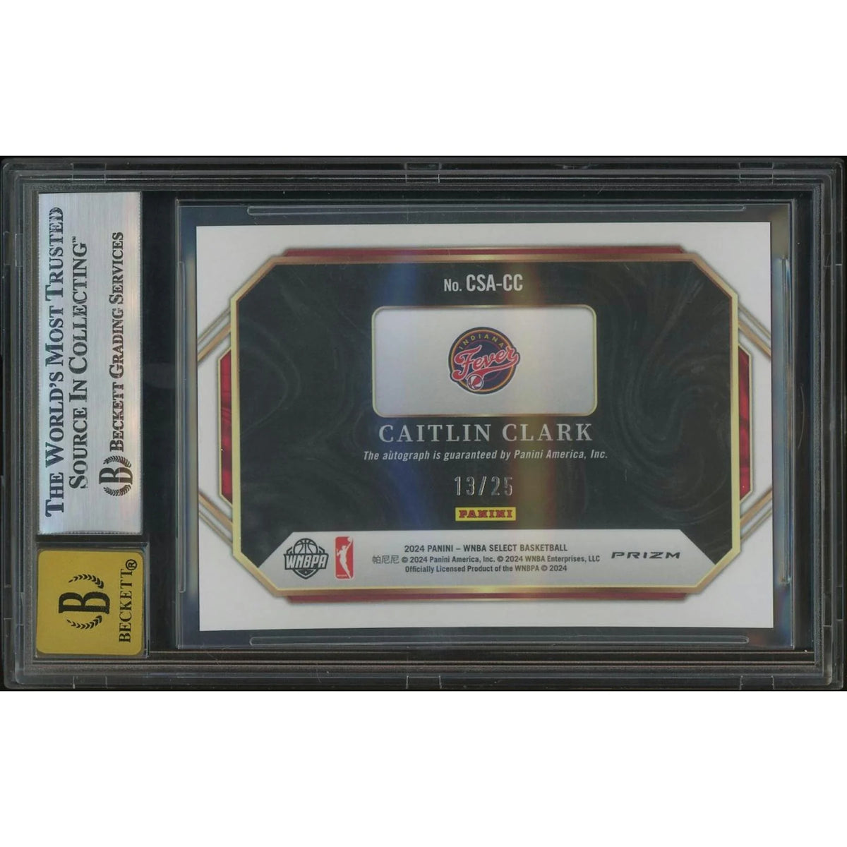 Caitlin Clark Signed 2024 Panini Select WNBA Rookie #13 Card | BGS 8.5