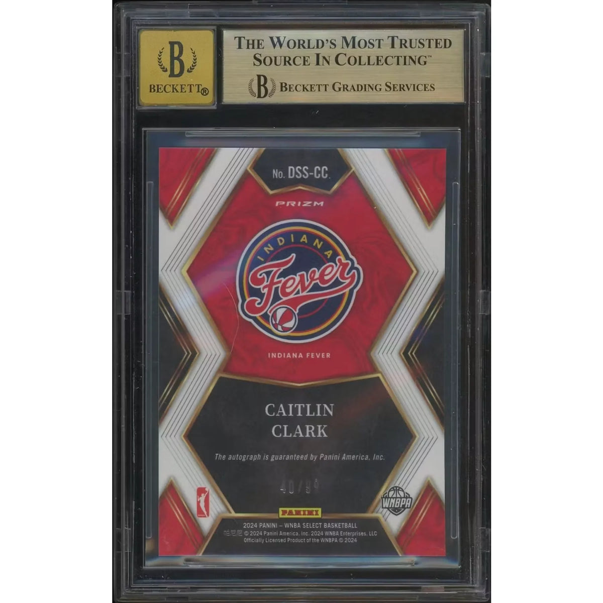 Caitlin Clark Signed 2024 Panini Select WNBA Rookie Card | Red Draft Selections #40/99 BGS