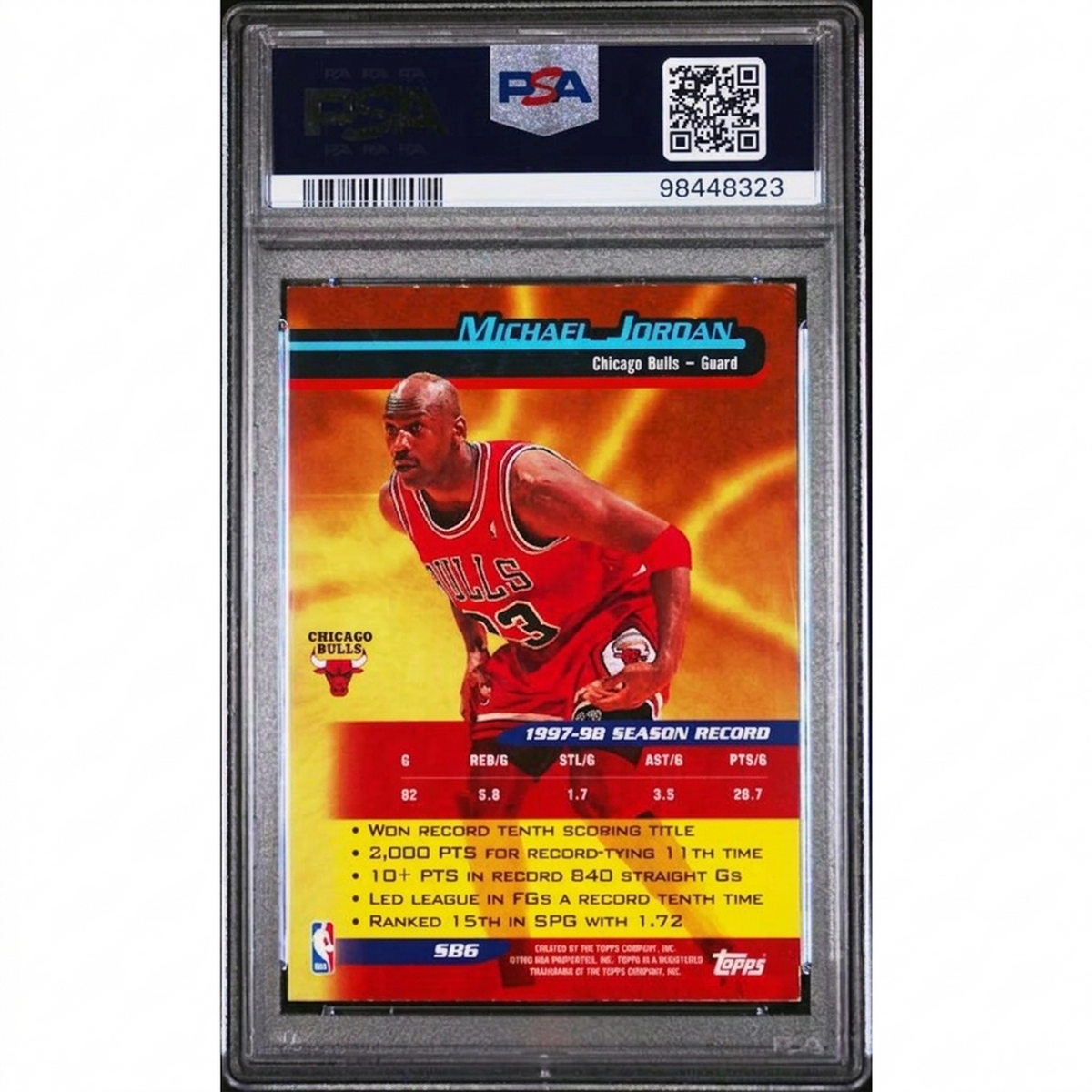 Michael Jordan 1998 Topps Season's Best Bombardiers #SB6 | PSA 6