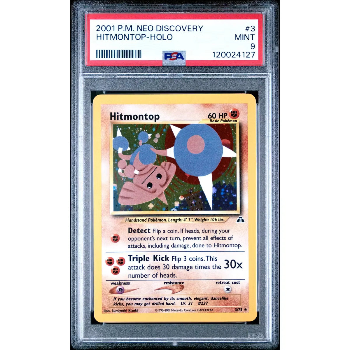 Pokemon Neo Discovery Hitmontop 3/75 Holo Rare | PSA 9