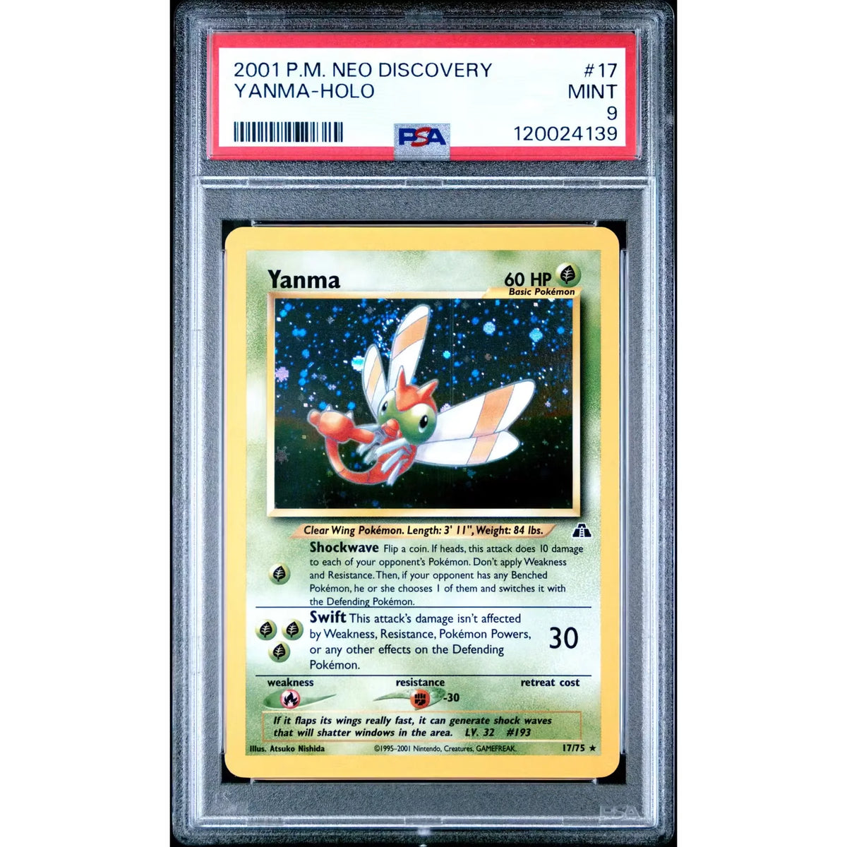 Pokemon Yanma 17/75 Neo Discovery Holo Rare | PSA 9