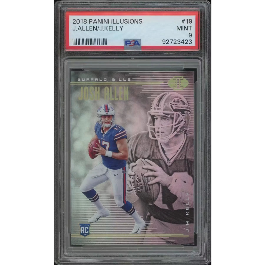 Jim Kelly & Josh Allen Signed 2018 Panini Illusions #19 | PSA 9 Mint
