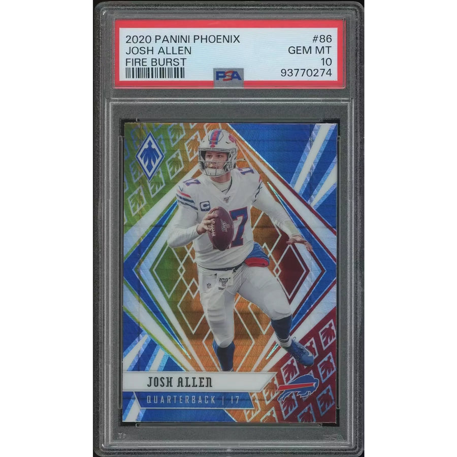 Josh Allen Signed 2020 Panini Phoenix Football Card #86 Fire Burst | PSA 10