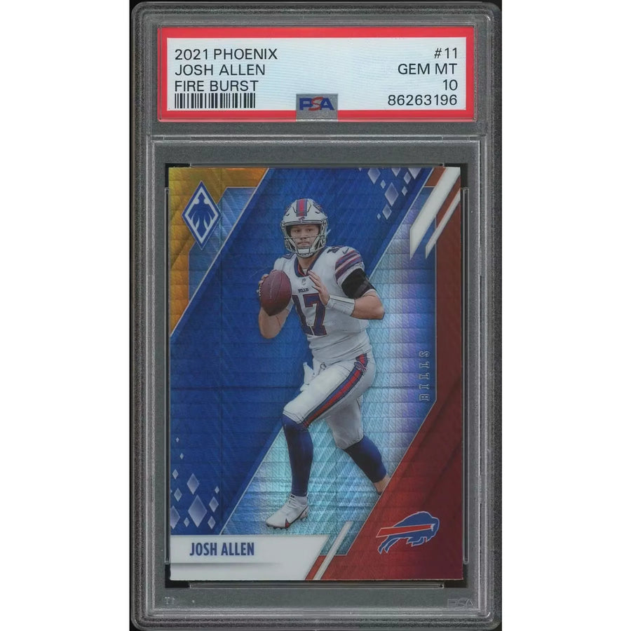 Josh Allen 2021 Panini Phoenix Football #11 Fire Burst | PSA 10 Gem Mint