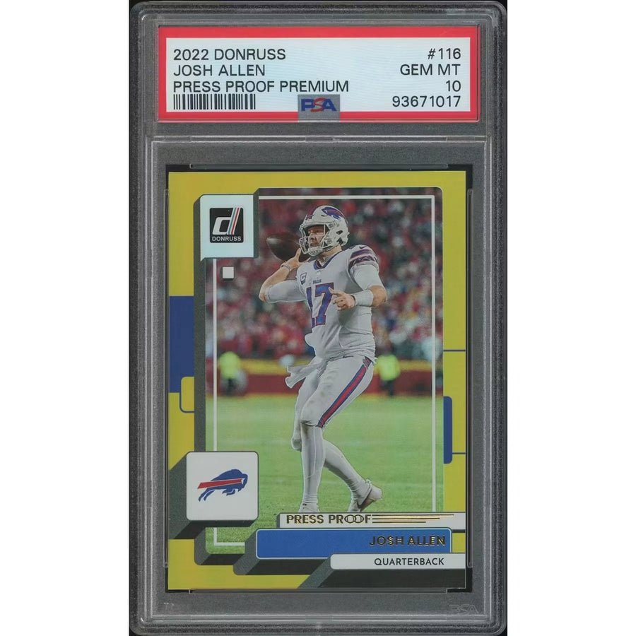 Josh Allen 2022 Donruss Press Proof Premium #116 Card | PSA 10 Gem Mint