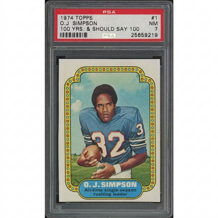 1974 Topps Football #1 O.J. Simpson Card | PSA 7 NM