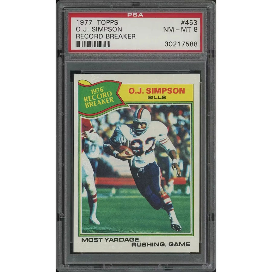 O.J. Simpson 1977 Topps Football Record Breaker #453 | PSA 8 NM-MT