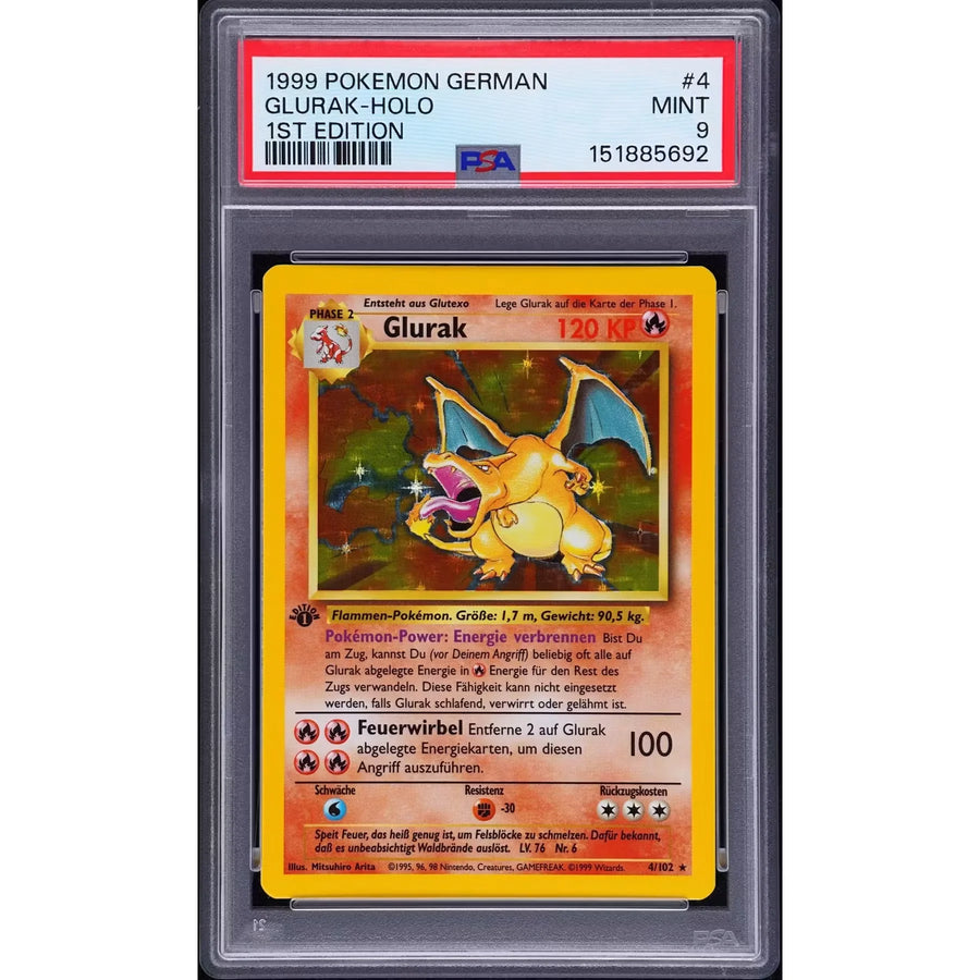 Charizard 4/102 German Pokemon Base Set 1st Edition | PSA 9