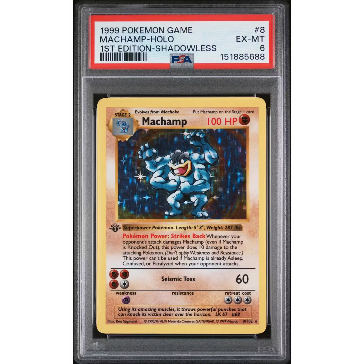 Pokemon Base Set Machamp 1st Edition Shadowless | PSA 6 | P4110168